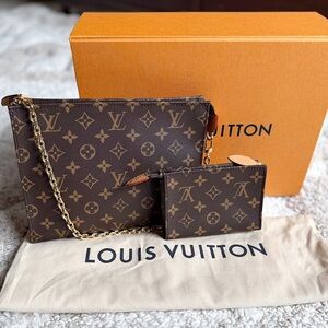 LOUIS VUITTON Monogram Toiletry Pouch On Chain 2 piece set RARE shoulder bag